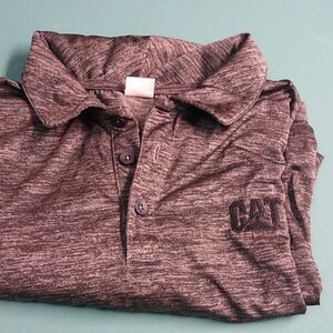 CAT Men's XXL Polo Short Sleeve 3 Button Polyester Gray Shirt Caterpillar